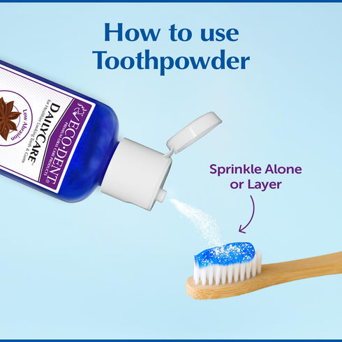 Eco-Dent DailyCare Baking Soda Toothpowder, Anise - SLS & Fluoride-Free with DailyRinse Pack