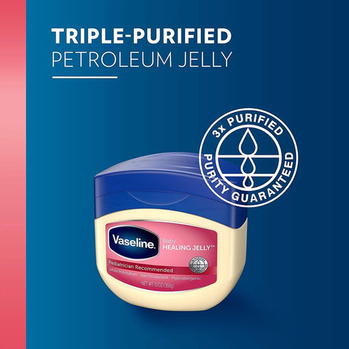 Vaseline Petroleum Jelly Baby Skincare, 4 Count, 13oz - Treats Dry Skin & Prevents Diaper Rash