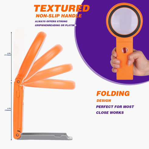 30X 40X Magnifying Glass with Light and Stand, Foldable Handheld Illuminated Magnifier for Reading and Close Work