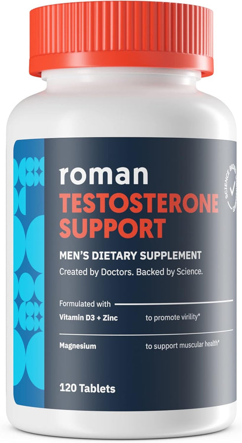 ROMAN Testosterone Support Supplement with Ashwagandha & Magnesium, 120 Tablets - Daily Nutritional Support