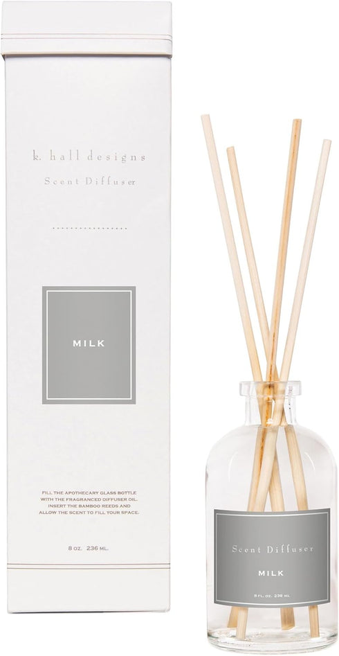 K. Hall Designs Milk Scent Boxed Diffuser Kit, Creamy-Sweet Scent with Coconut