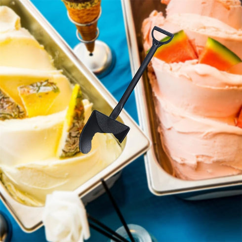 Much Hotter 100PCS Party4.7 Inch. Mini Shovel Shape Spoons, Plastic Mini Ice Cream Dessert Spoon Shovels Pudding Yogurt