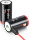 Rechargeable C Batteries with USB-C Charging Cable, 1.5v Lithium LR14 C Size Battery 5000mWh, 2 Pack