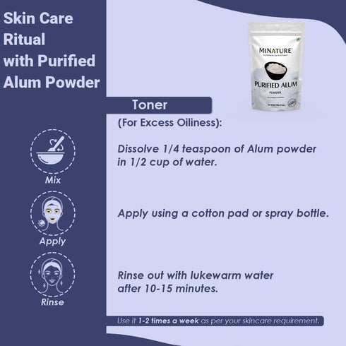 Mi Nature Alum Powder Potassium (Fitkari/Phitkari) - 100% Natural Skincare for Acne, Odor Control & Water Purification