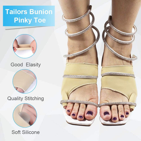 Tailor Bunion Corrector Pads for Pinky Toe Relief, Soft Silicone Gel Little Toe Separator with Anti-Slip (M)