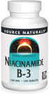 Source Naturals Niacinamide B-3, 100 mg Dietary Supplement - 100 Tablets for Daily Use