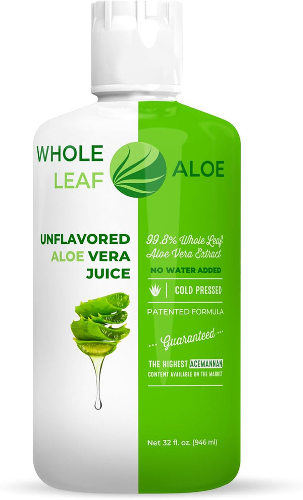 Whole Leaf Aloe Vera Juice - Potent, Unflavored, for Digestive Health, Skin