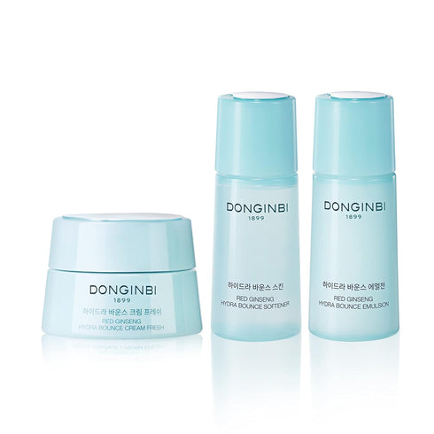DONGINBI Red Ginseng Hydra Bounce Cream Fresh Travel Kit - Hydrating Skincare Set with Softener, Emulsion, Cream