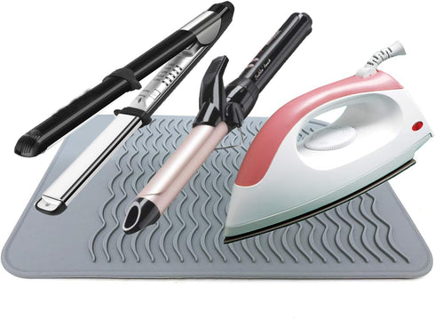 Large Heat Resistant Mat, 11" x 7.5" for Curling Irons, Hair Straightener, Flat Irons, Grey