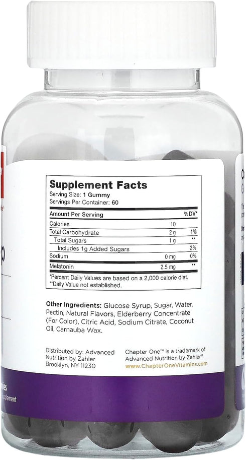 Zahler Chapter One Sleep Melatonin Gummies for Kids & Adults - 60 Flavored Gummies, 2.5 mg Melatonin