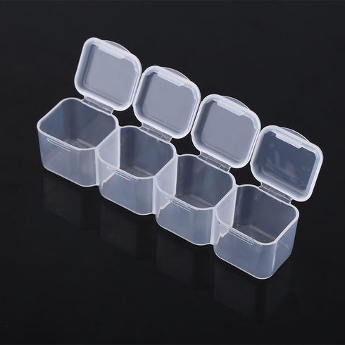 Adjustable 28 Slots Clear Plastic Medicine Pill Jewelry Organizer Box, Suitable for Pills and Earrings