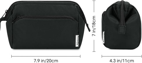 Narwey Large Women Makeup Bag, Wide-open Travel Cosmetic Organizer Toiletry Bag for Cosmetics & Accessories (Black)
