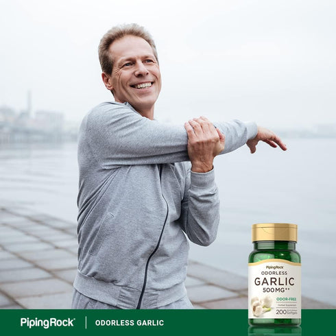 Piping Rock Odorless Garlic Softgels 500mg | 200 Pills | Non-GMO, Gluten Free Herbal Extract Supplement