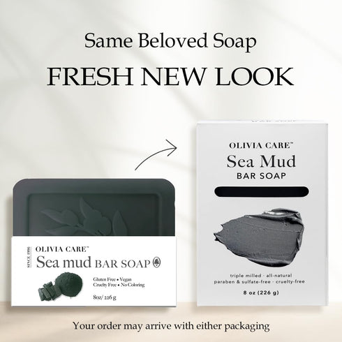 Olivia Care Sea Mud Bar Soap - 100% Natural, Vegan & Organic for Face & Body, 8 OZ