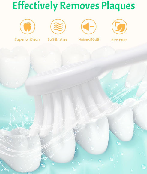 NELL&WELL Kids Electric Toothbrush, 2-Min Timer, 3 Modes, IPX 7 Waterproof, Battery Powered for Ages 3+