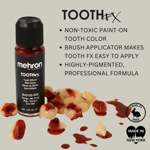 Mehron Makeup Tooth FX Blood Red | Temporary Red Tooth Paint for Halloween, Cosplay, & Theater, .125 oz