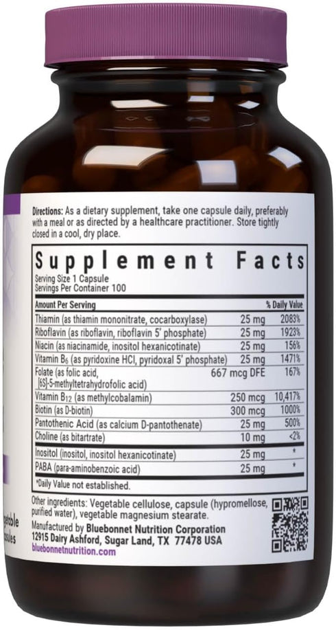 Bluebonnet Nutrition Cellular Active Coenzyme B-Complex, Vegan, Kosher Certified, Gluten-Free, 100 Vegetable Capsules,