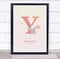 The Card Zoo Pink Baby Girl Elephant Initial Y Baby Birth Details Nursery Christening Print