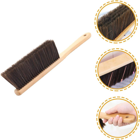 Hand Broom Brush, 3pcs Hand Broom with Wood Handle, Soft Whisk Broom for Cleaning Counter Furniture Carpet