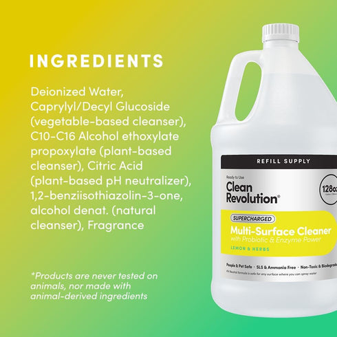 Clean Revolution SuperCharged Multi-Surface Cleaner - Non-Toxic, Eco-Friendly & Plant-Based, Ready to Use, Lemon &