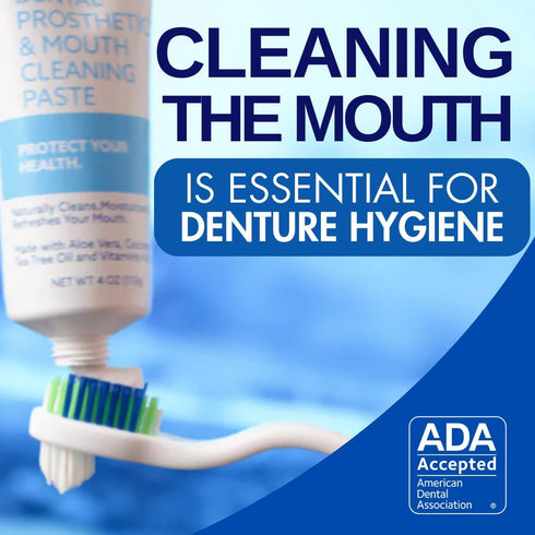 Dr. B Dental Solutions Cleanadent Denture and Gum Toothpaste, 4 oz - ADA Accepted, All-Natural for Odor and Stain