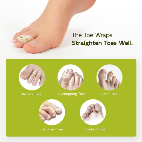 Hammertoe 10 Pack Hammer Bukihome Corrector - Toe Straighteners - Broken Toe Wraps - Realign Bent, Curled, Crooked