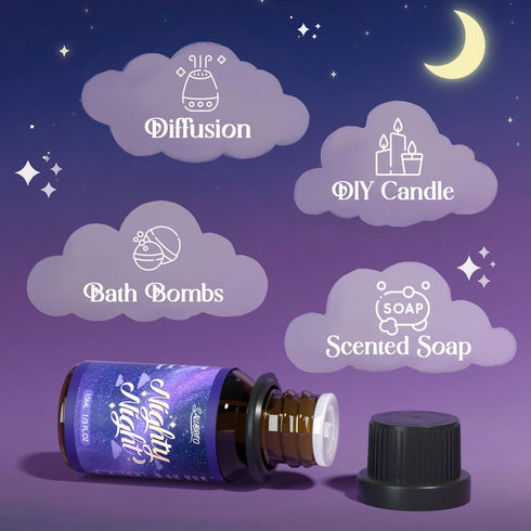 Set SALUBRITO Good Night Fragrance Oils, Premium Essential Oil for Diffuser, Soap, Candle Making scents, Nighty Night