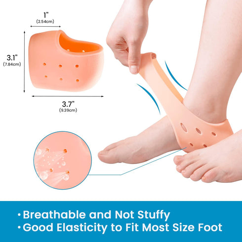 Sumiwish Heel Cups for Heel Pain, 6 PCS Thick Silicone Heel Support for Plantar Fasciitis, Bone Spur Pain Relief