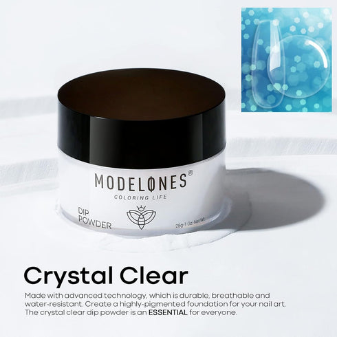 Modelones Dip Powder Clear Color - Long-Lasting Nail Dipping Powder Kit for DIY French Nail Art
