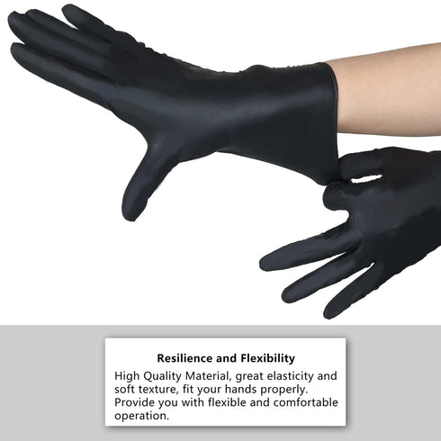 akgk 100 Pcs Disposable Black Nitrile Gloves, 4 Mil X-Large, Powder-Free Cleaning Gloves