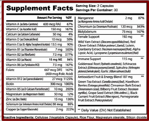 Hybrid Nutraceuticals MiracleMulti Multivitamin for Women - Female Support Formula, Immune Support, Minerals, Biotin,