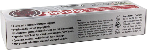 SINUVIR Eucalyptus+ Herbal Nasal Ointment 25g Tube for Immune Defense, Natural Moisturizer Balm, Relief from Sore Dry
