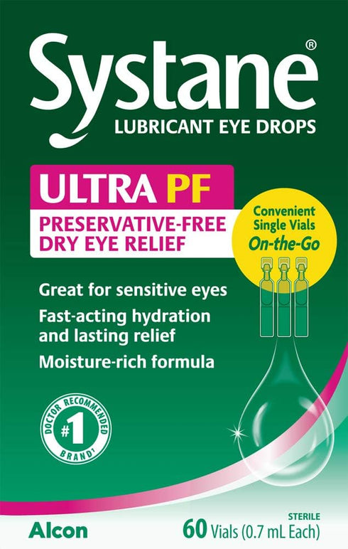 Systane Ultra Eye Drops, Lubricant, 60 Count (Pack of 1), (Packaging may vary)