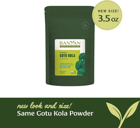 Banyan Botanicals Gotu Kola Powder – Organic Brahmi (Centella Asiatica) – 3.5 oz – Vegan Nootropic Herb