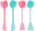 4 Pack Silicone Facial Cleansing Brush, 4 in 1 Double-Ended Exfoliating Wash Scrub Brush for Face Skincare