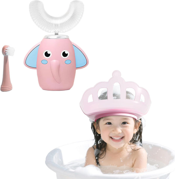 SNOWROSE Baby Adjustable Shower Cap Shield for 1-9 Years Old Kids,Bath Visor for