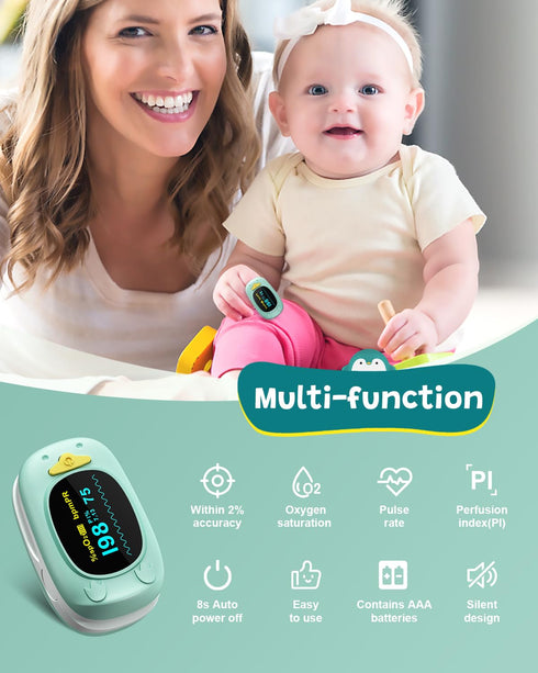 SpO2 Children Pulse Oximeter Fingertip Pulse Oximeter for Kids Child Blood Oxygen Monitor Portable Blood Oxygen