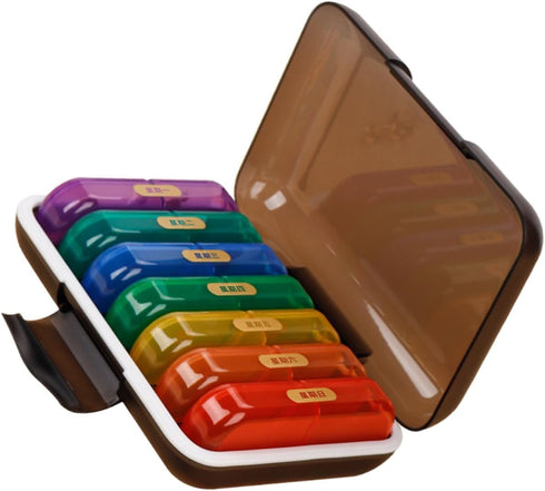 IMIKEYA Weekly Pill Organizer Box Portable Daily Medicine Storage Case with Colorful