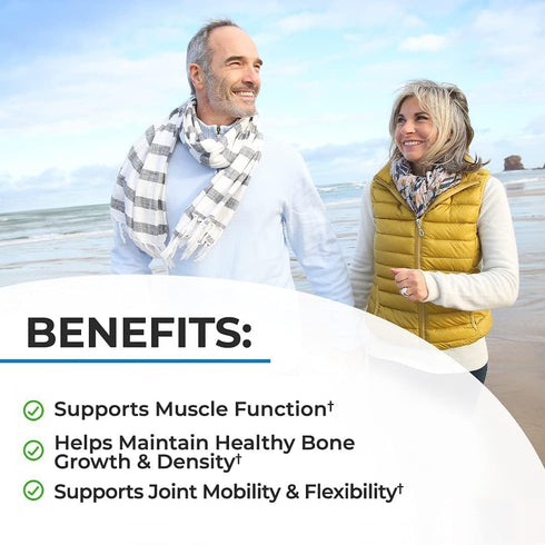 Bone Strength Supplement with Calcium, Magnesium, Vitamin D3, K2 & Zinc - 240 Veggie Capsules