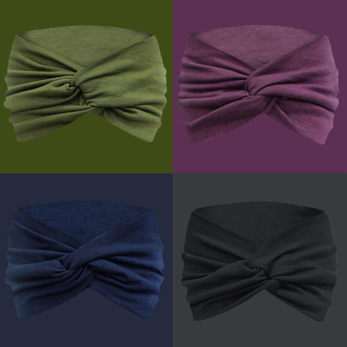 IVARYSS Extra Wide Headbands for Women, Non-Slip 7'' Large Twist Knotted Stretchy Hair Accessories, 4 Pack