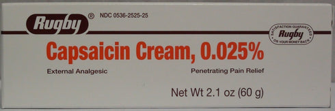 Rugby Capsaicin 0.025% Generic for Cream 2.1 Oz. (60gm) Pack of 4