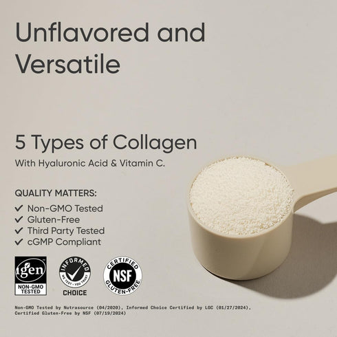 Sports Research Multi Collagen Protein Powder with Hyaluronic Acid + Vitamin C | 30 Servings