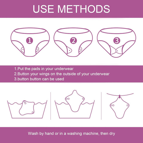 PHOGARY (7 1), Set Reusable Menstrual Pads in Bamboo Cloth Pads for Heavy Flow with Wet Bag, Washable Overnight Cloth