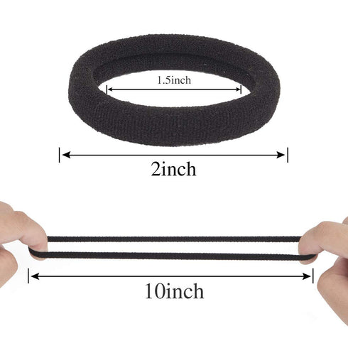 XIMA 60pcs No Crease Nylon Elastic Hair Ties Bands - Large Stretch Ponytail Holders in Black (HT007-20)