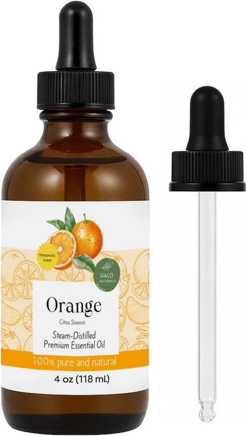 Halo Naturals Steam Distilled Orange Essential Oil - Premium Hair Growth Oil for Scalp