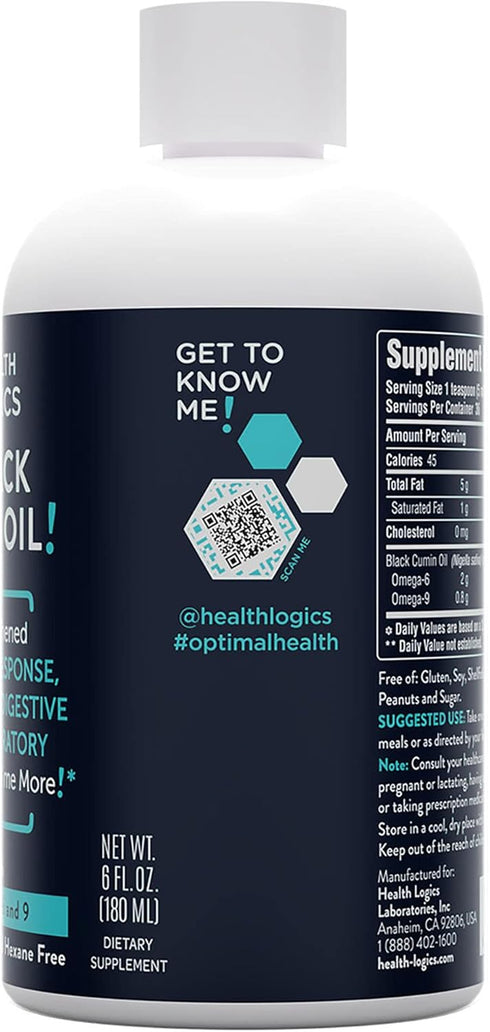 Health Logics Black Seed Oil, Pure Cold Pressed, 6 fl oz