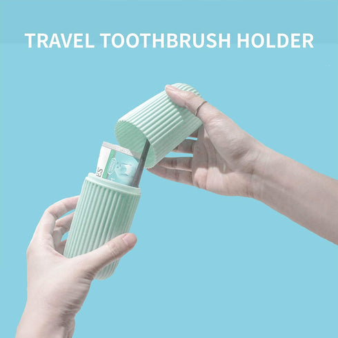 Sunenlyst 2Pcs Travel Toothbrush Holder, Portable Case for Traveling, Camping & School, Multifunction Plastic Set in