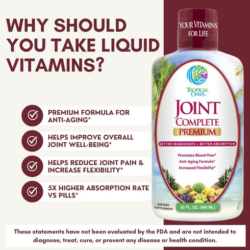 Joint Complete Premium Liquid Supplement with Glucosamine, Chondroitin, MSM, 32oz for Joint Health