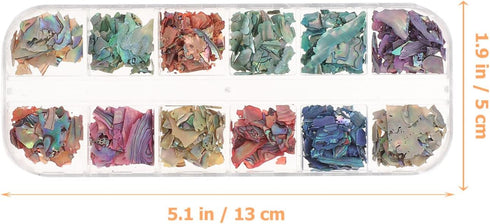 Lurrose 3 Boxes Nail Art Shell Decoration, Irregular Nail Glitter Foil Slice Stickers for DIY Craft Supplies