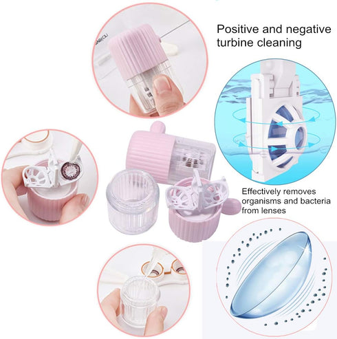 MUDOR Portable Contact Lens Cleaner Machine - Contact Lens Washer with Drawstring for Daily Care Fast Cleaning Soft